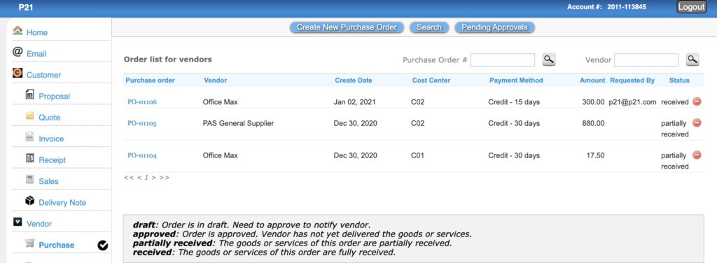 create purchase order